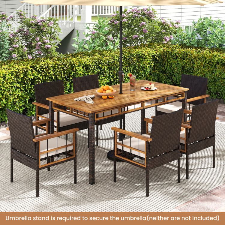 7 Pieces PE Wicker Patio Dining Set for Garden and Backyard - Image 6