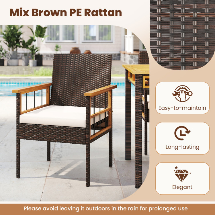 7 Pieces PE Wicker Patio Dining Set for Garden and Backyard - Image 8