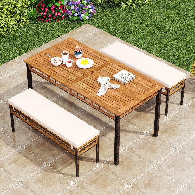 3 Pieces Acacia Wood Patio Dining Set for Deck and Backyard - Image 6