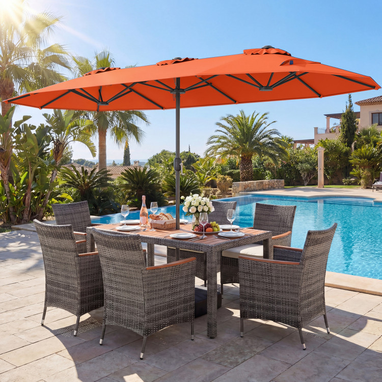 8-Piece Patio Dining Set with Double-Sided Market Umbrella - Image 2