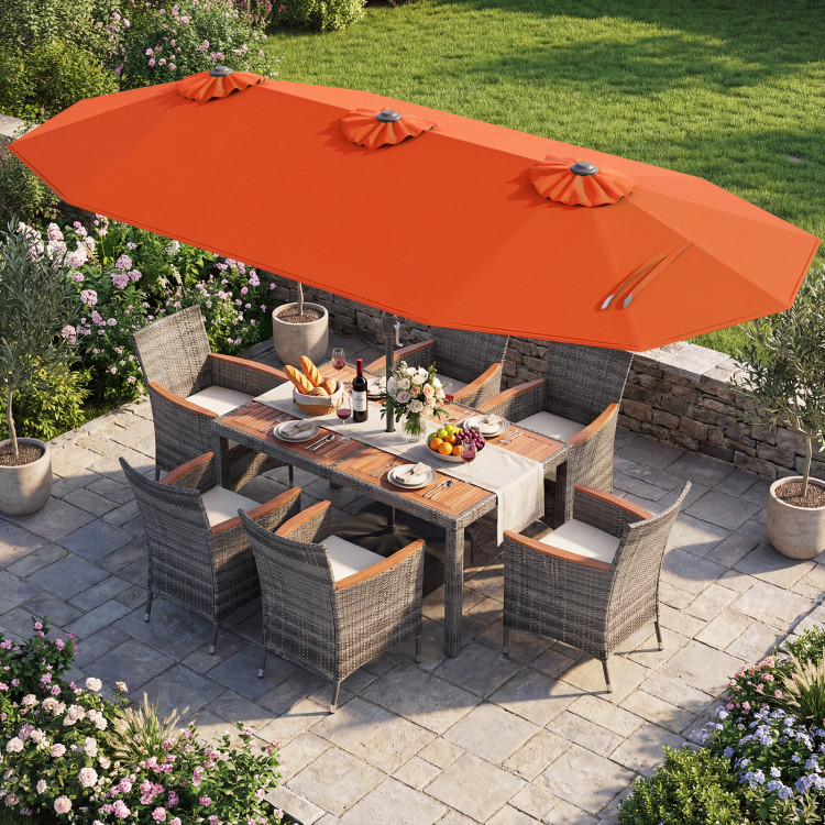 8-Piece Patio Dining Set with Double-Sided Market Umbrella - Image 3