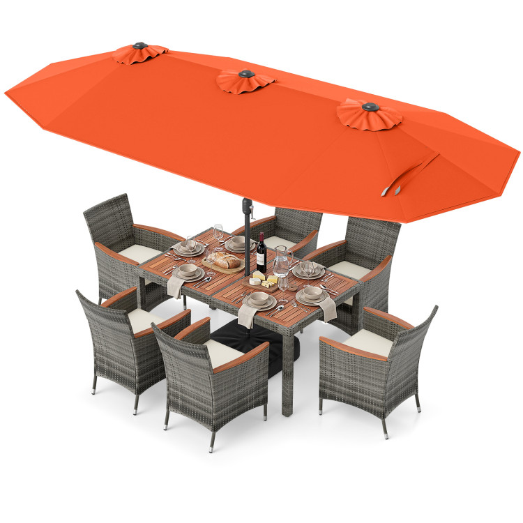 8-Piece Patio Dining Set with Double-Sided Market Umbrella - Image 4