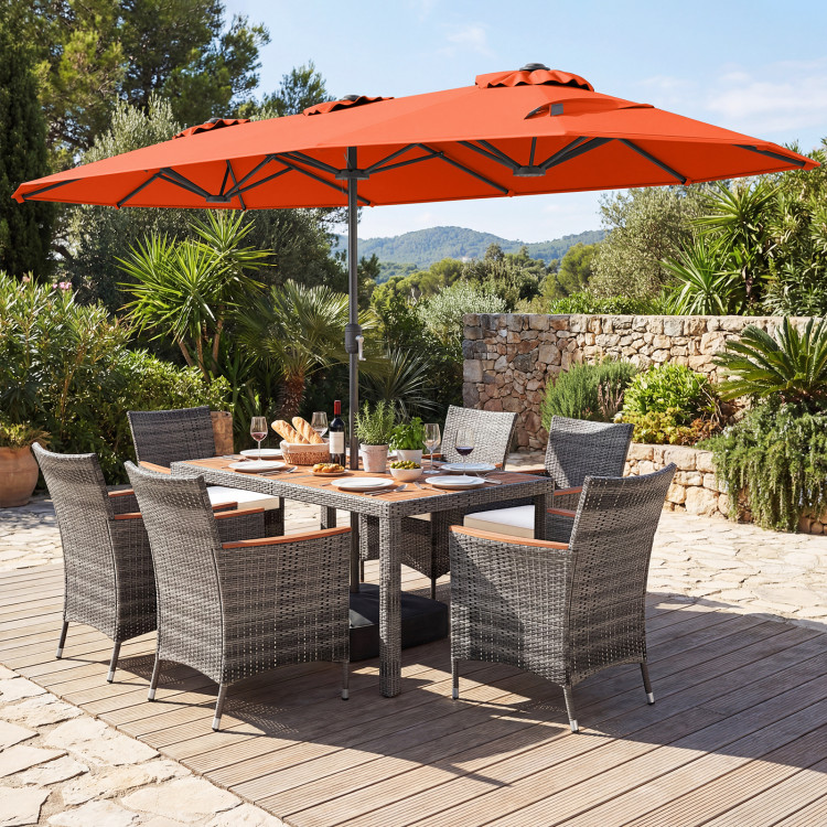 8-Piece Patio Dining Set with Double-Sided Market Umbrella - Image 6