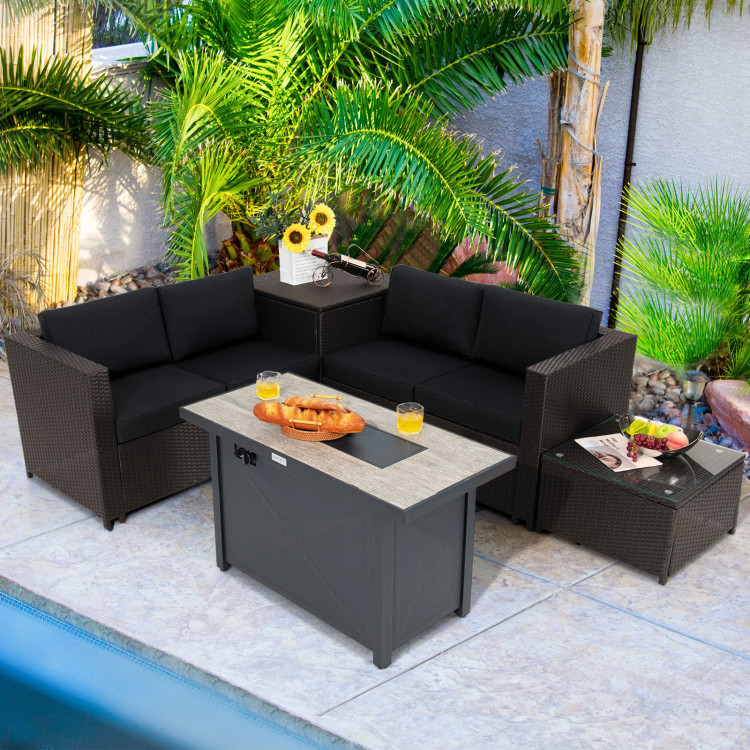 5-Piece Patio Furniture Set with Propane Fire Pit Table - Image 2
