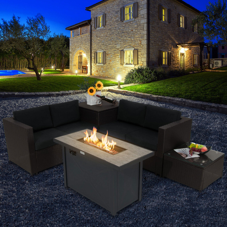 5-Piece Patio Furniture Set with Propane Fire Pit Table - Image 3