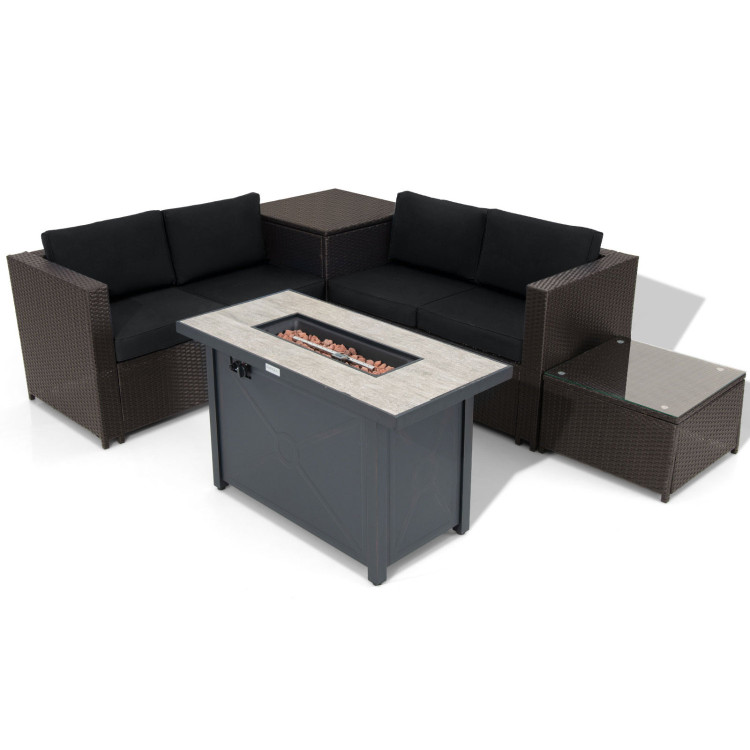 5-Piece Patio Furniture Set with Propane Fire Pit Table - Image 4