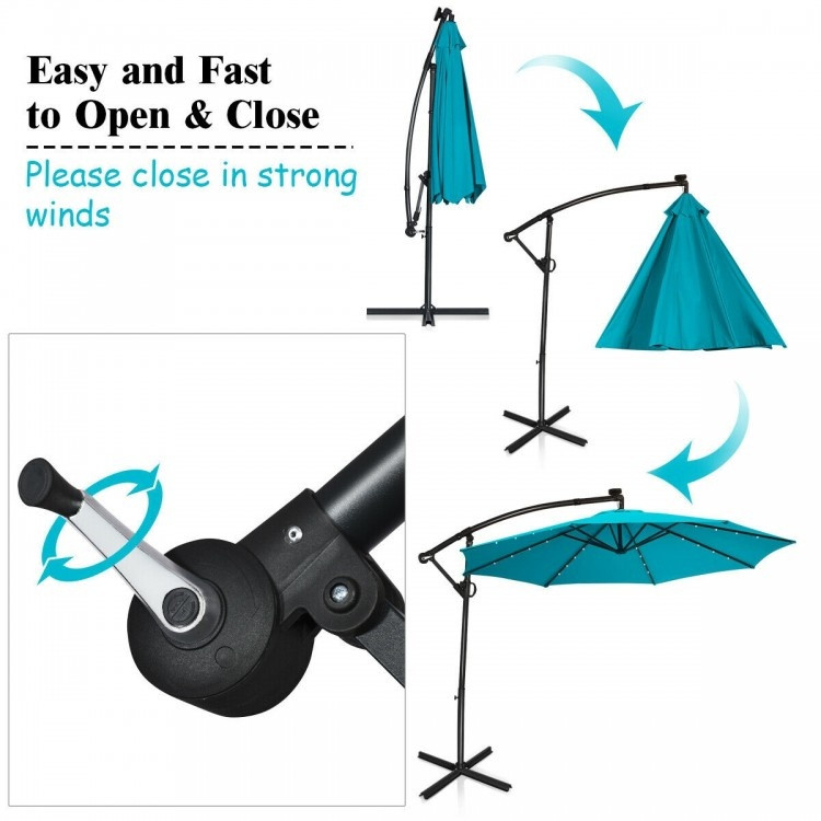 Summer Patio Luxury Bundle: 5-Pc Rattan Furniture Set, 8-in-1 Water Slide & 10ft LED Offset Umbrella - Image 6