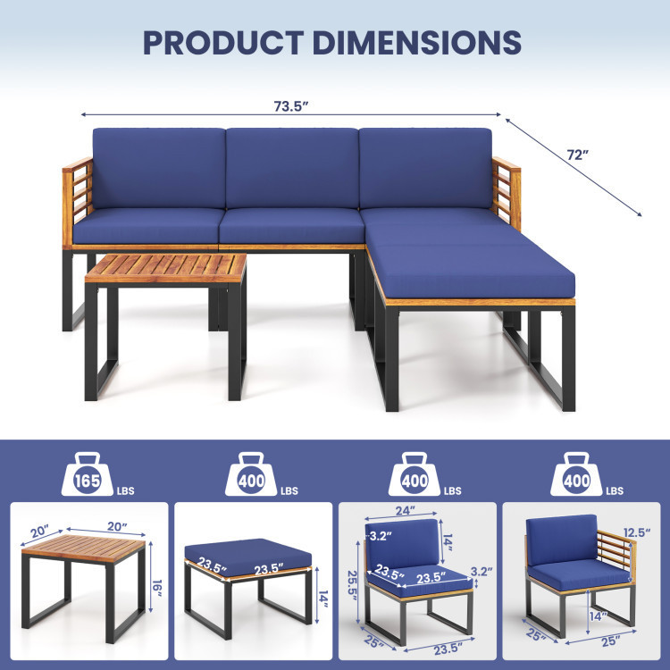 Acacia Wood Patio Furniture Set-Lounge Chair, Conversation Sofa Set & Dining Table Set - Image 6