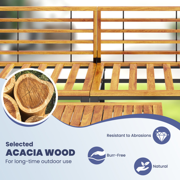 7-Piece Acacia Wood Patio Furniture Set with Adjustable Chaise Lounge Chair and Conversation Sofa Set - Image 6