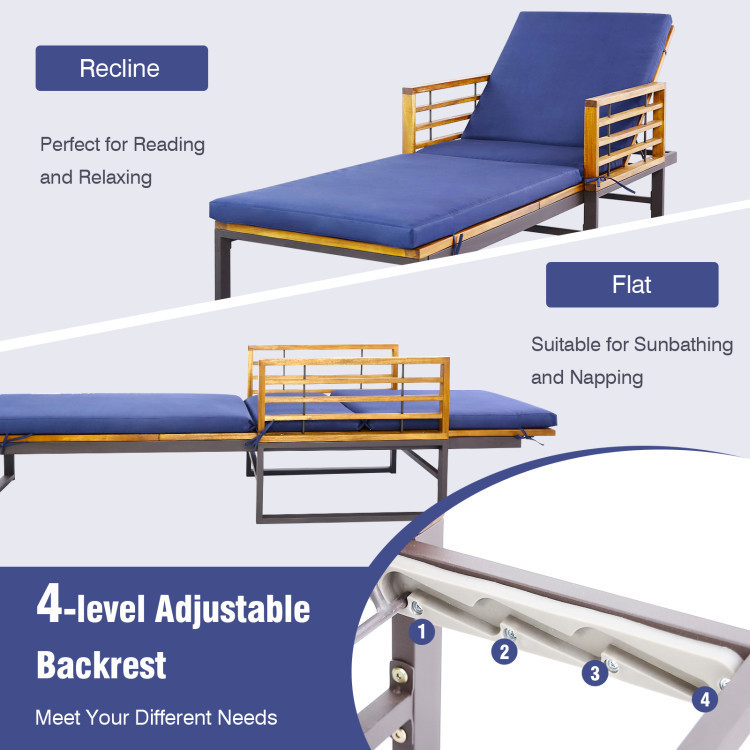 7-Piece Acacia Wood Patio Furniture Set with Adjustable Chaise Lounge Chair and Conversation Sofa Set - Image 7